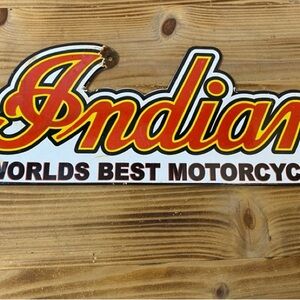 Vintage Indian Motorcycle Sign - Motor Bike Sales Service Parts Gas Enamel Sign.